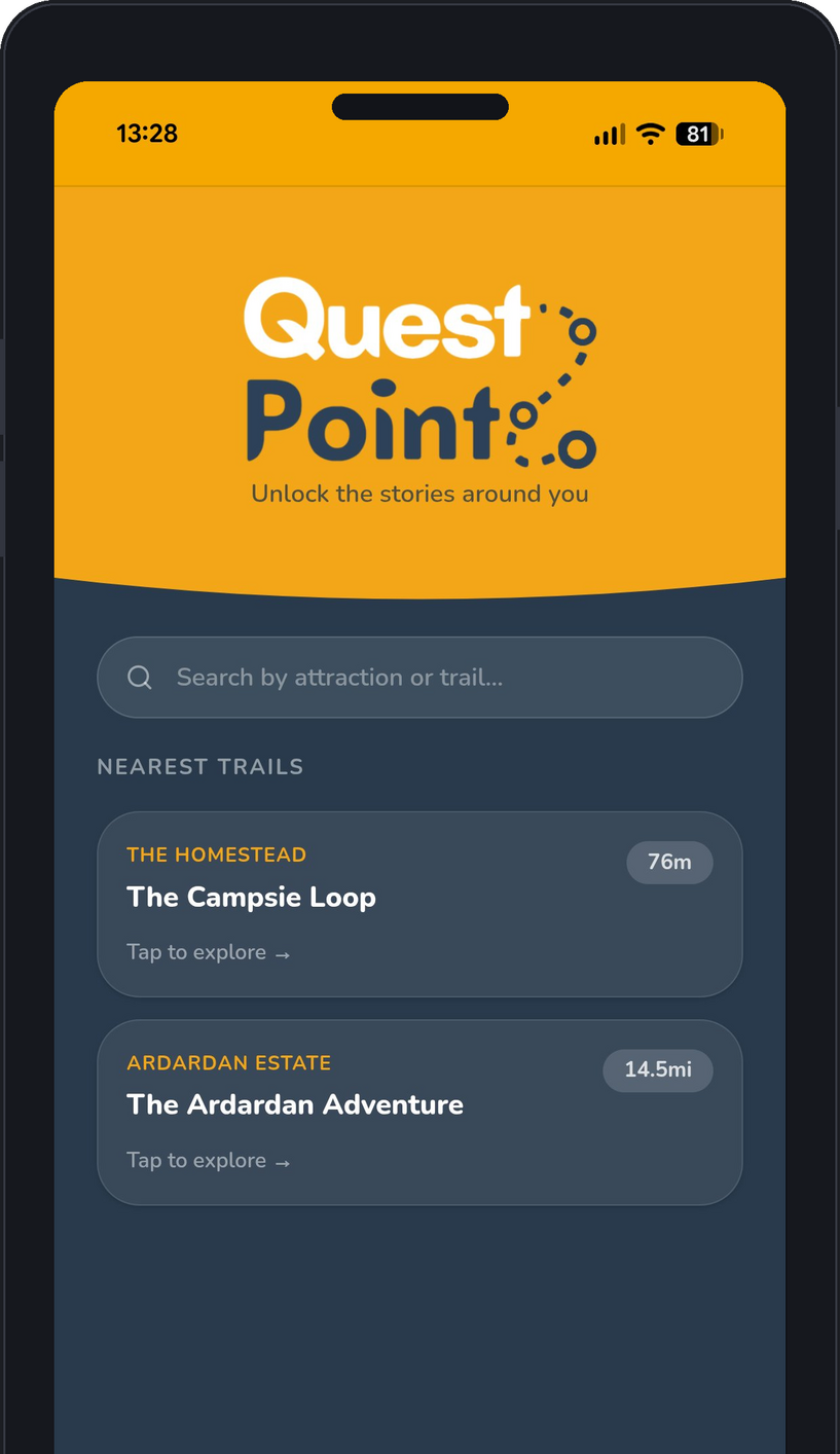 QuestPoint Screenshot Screenshot of the QuestPoint app