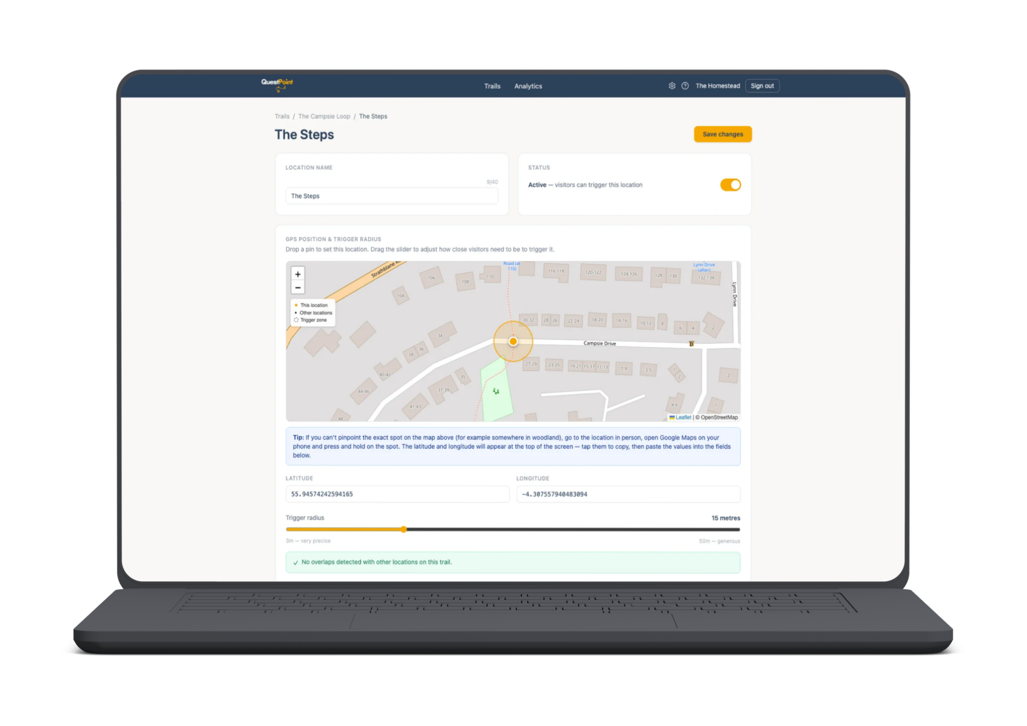 QuestPoint CMS Screen shot of the QuestPoint CMS